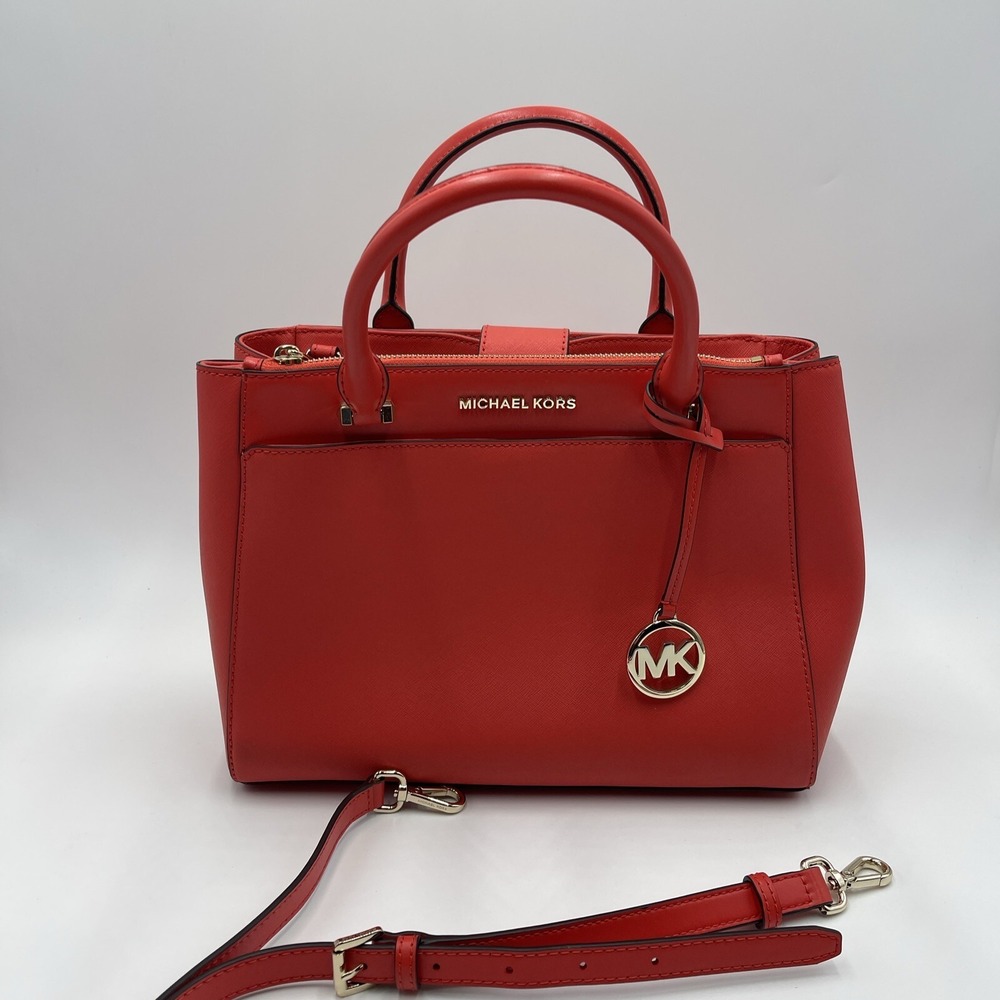 Michael Kors Medium Hailee Light Terracotta Textured Leather Satchel With‎ Strap
